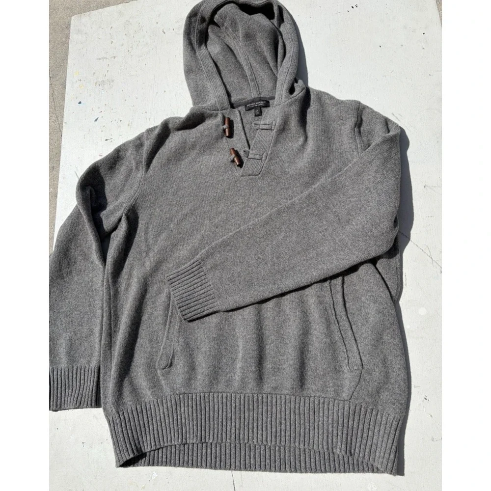 Men's Banana Republic Sweater Gray Solid 2XL Toggle Professor Fisherman Cardigan